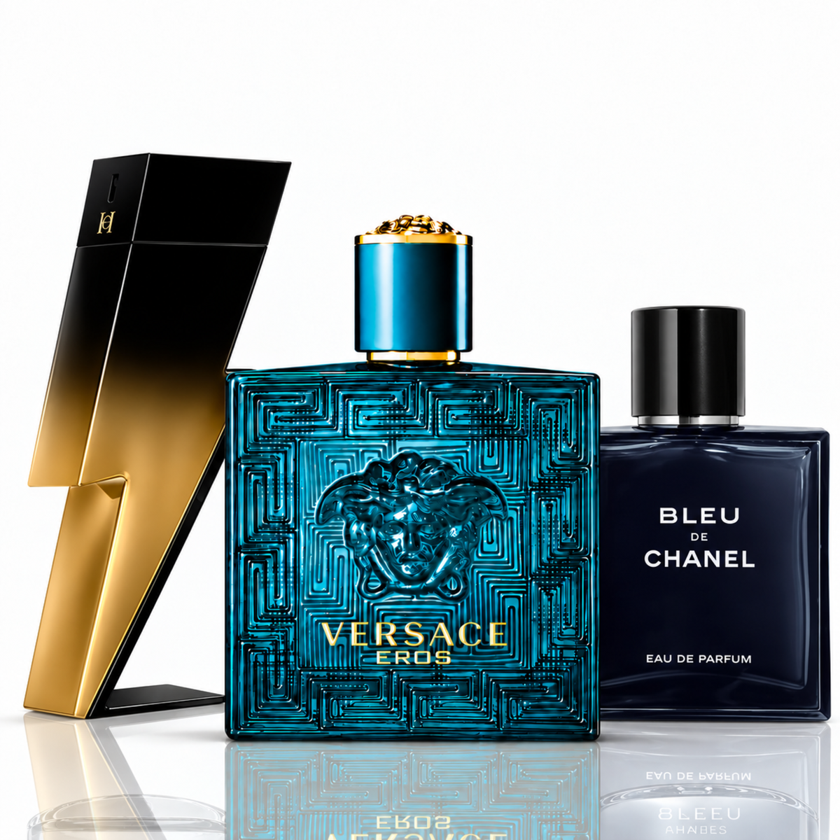 Zestaw 3 perfum | Bad Boy Extreme, Blue de Chanel, Eros Versace - 100ml