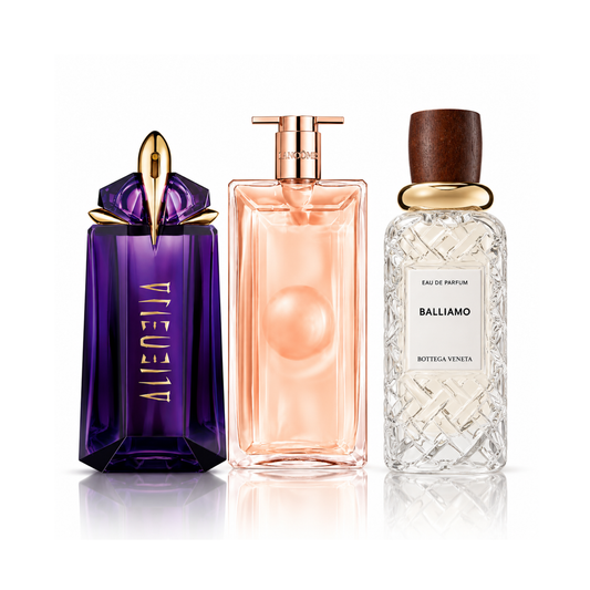 Zestaw 3 perfum | Alien Mugler Eau de Parfum – 90 ml | Idôle Lancôme Eau de Parfum – 100 ml | Balliamo Bottega Veneta Eau de Parfum – 100 ml